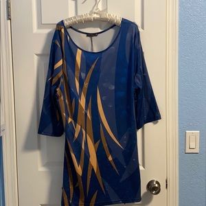 Blue and gold long tunic top
